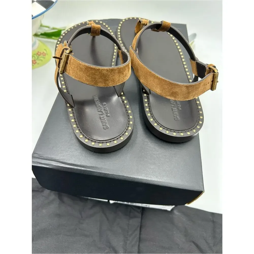 Men's Saint Laurent CASSANDRE YSL logo sandals size 43 made in Italy